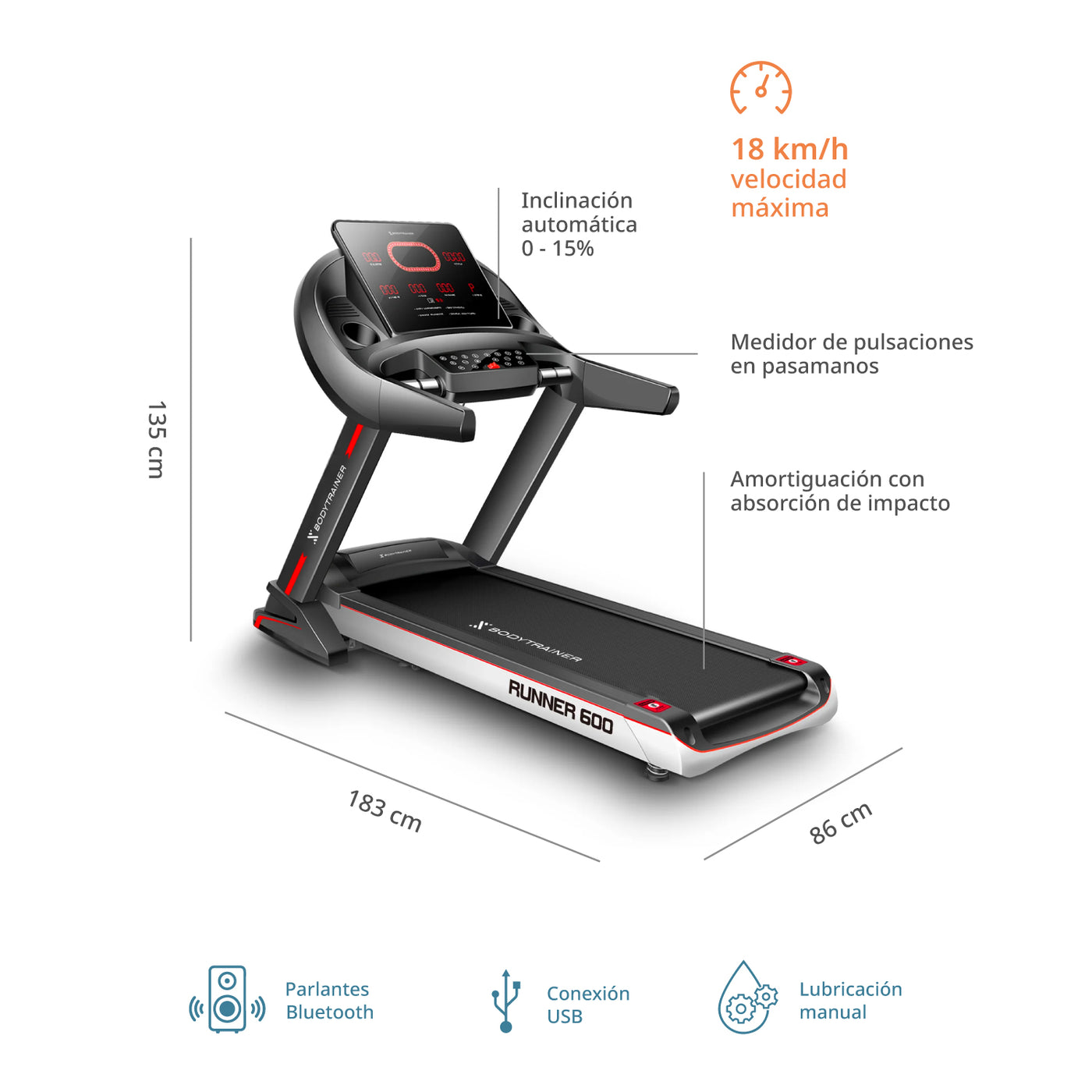 TROTADORA ELÉCTRICA RUNNER 600 LITE C/APP ZWIFT