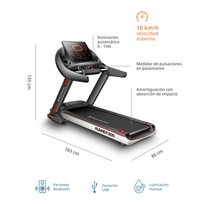 TROTADORA ELÉCTRICA RUNNER 600 LITE C/APP ZWIFT