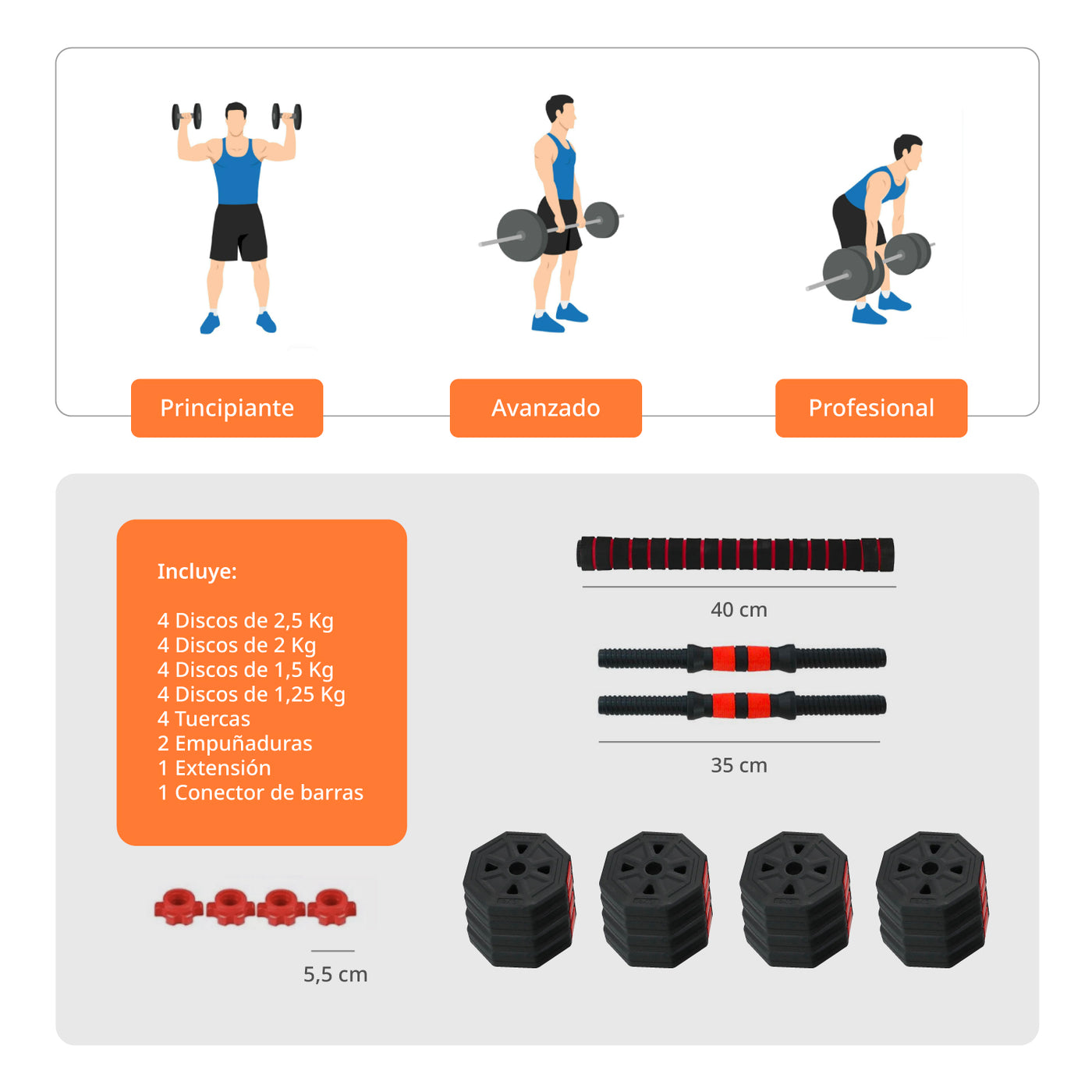 Set Mancuerna Hexagonal Ajustable 30 KG